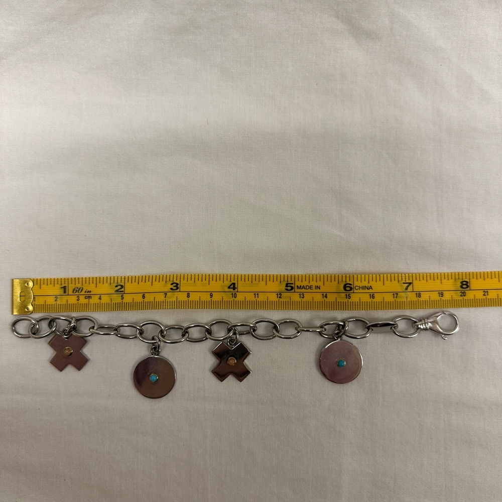 Designer PDL Stainless Steel 18kt Gold Charm Bracelet Made in Italy Boho Western - Picture 6 of 6